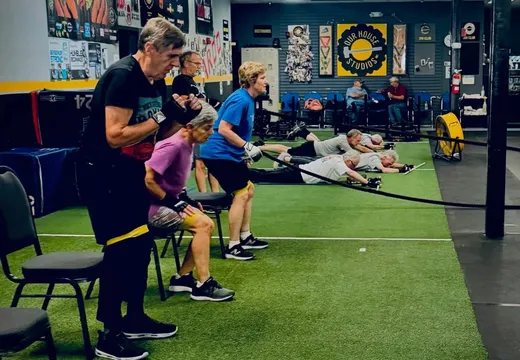 Older adults training in the Peddling for Parkinson's and Rock Steady community
